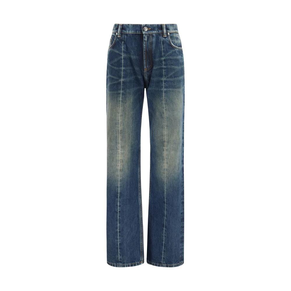 Jean droit bleu en coton Versace