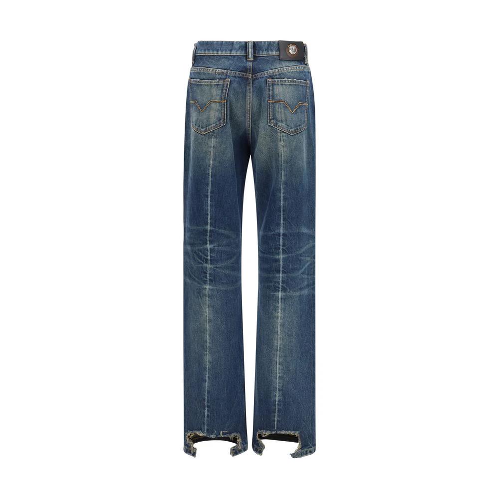 Jean droit bleu en coton Versace