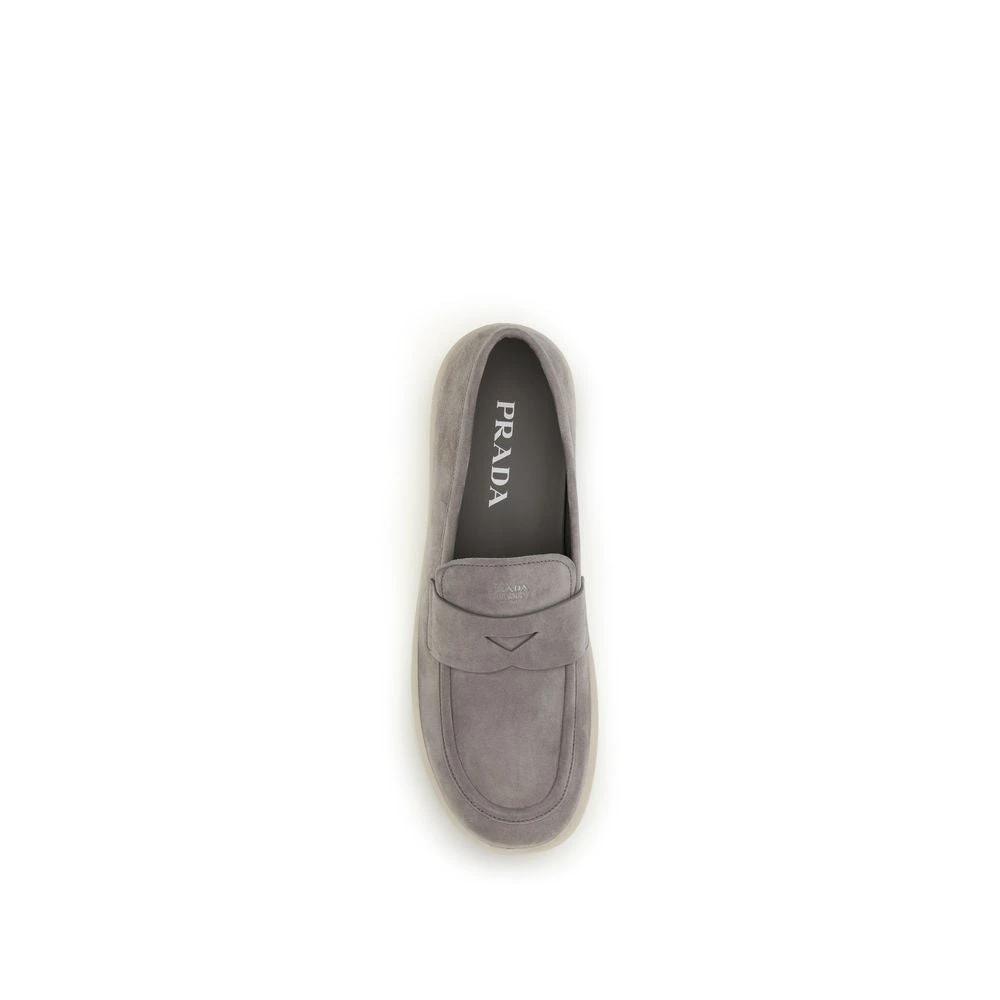 Mocassins Prada Bos Taurus en cuir de veau gris
