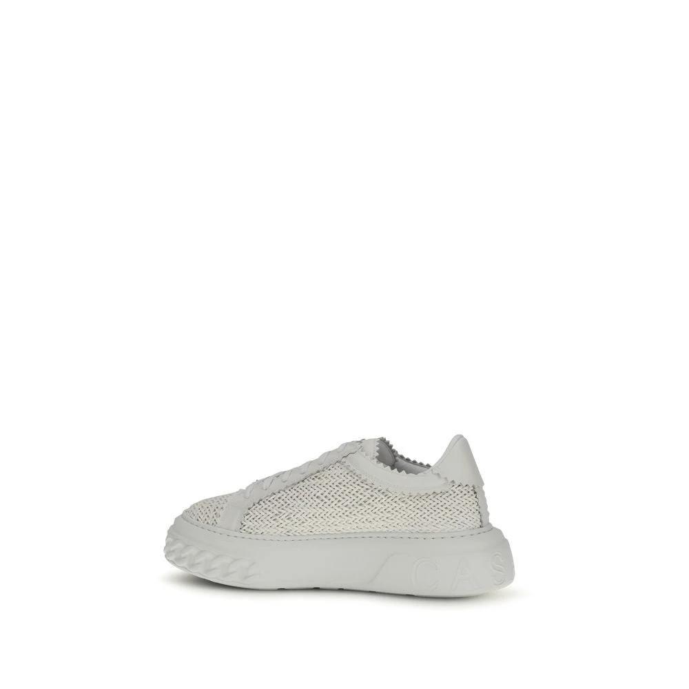 Casadei White Calf Leather Bos Taurus Chunky Sneakers