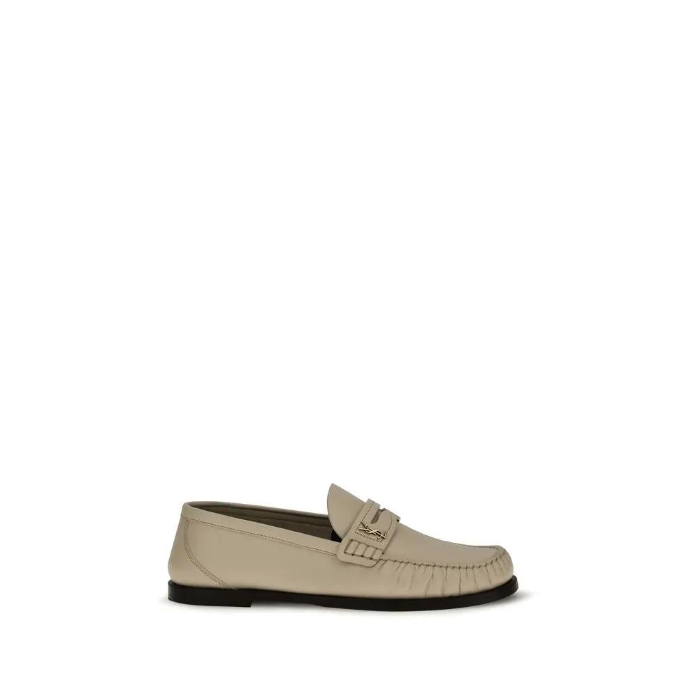 Saint Laurent Beige Calf Leather Bos Taurus Slip-On Loafers