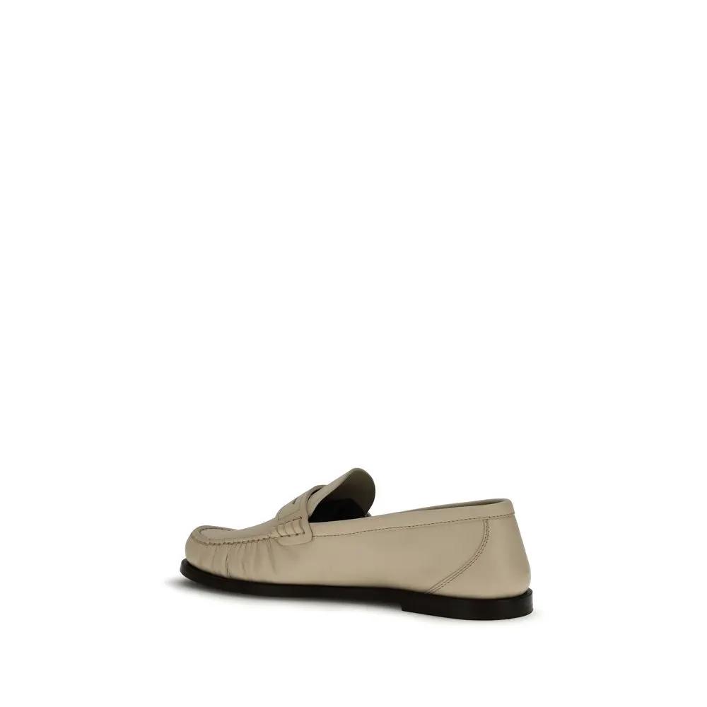 Saint Laurent Beige Calf Leather Bos Taurus Slip-On Loafers