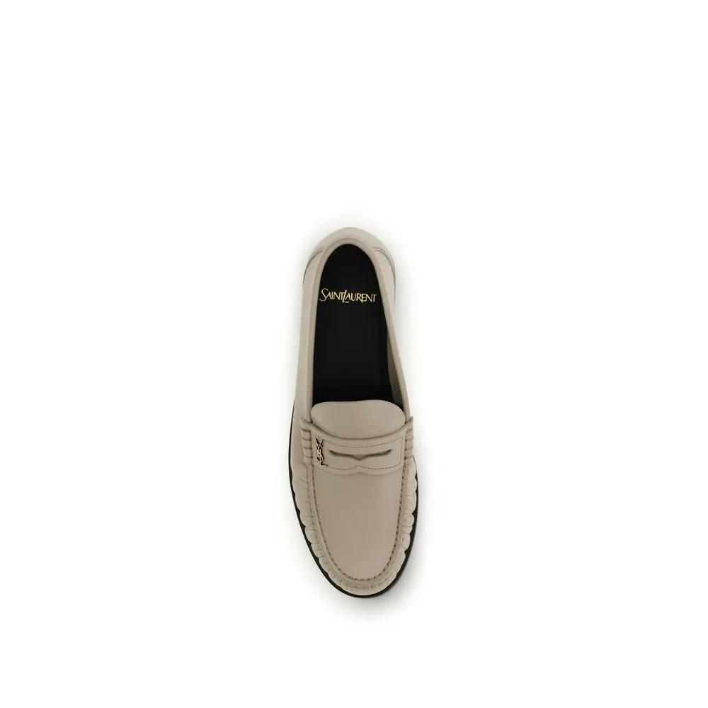 Saint Laurent Beige Calf Leather Bos Taurus Slip-On Loafers
