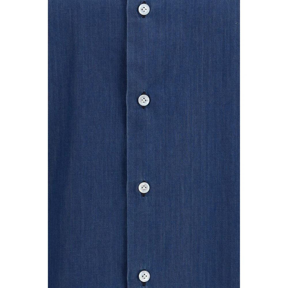 Finamore Blue Cotton Shirt