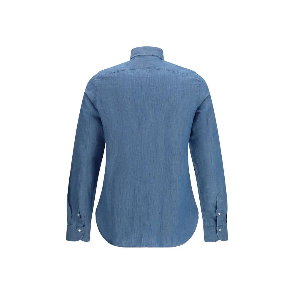 Chemise habillée Finamore en coton bleu