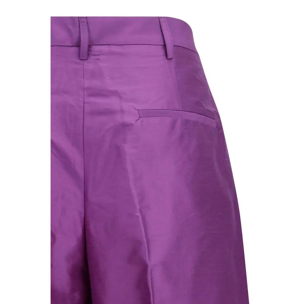 Women’s Silk Wide Leg Pants – Sara Roka Charlene Taffeta Cropped Trousers SS26