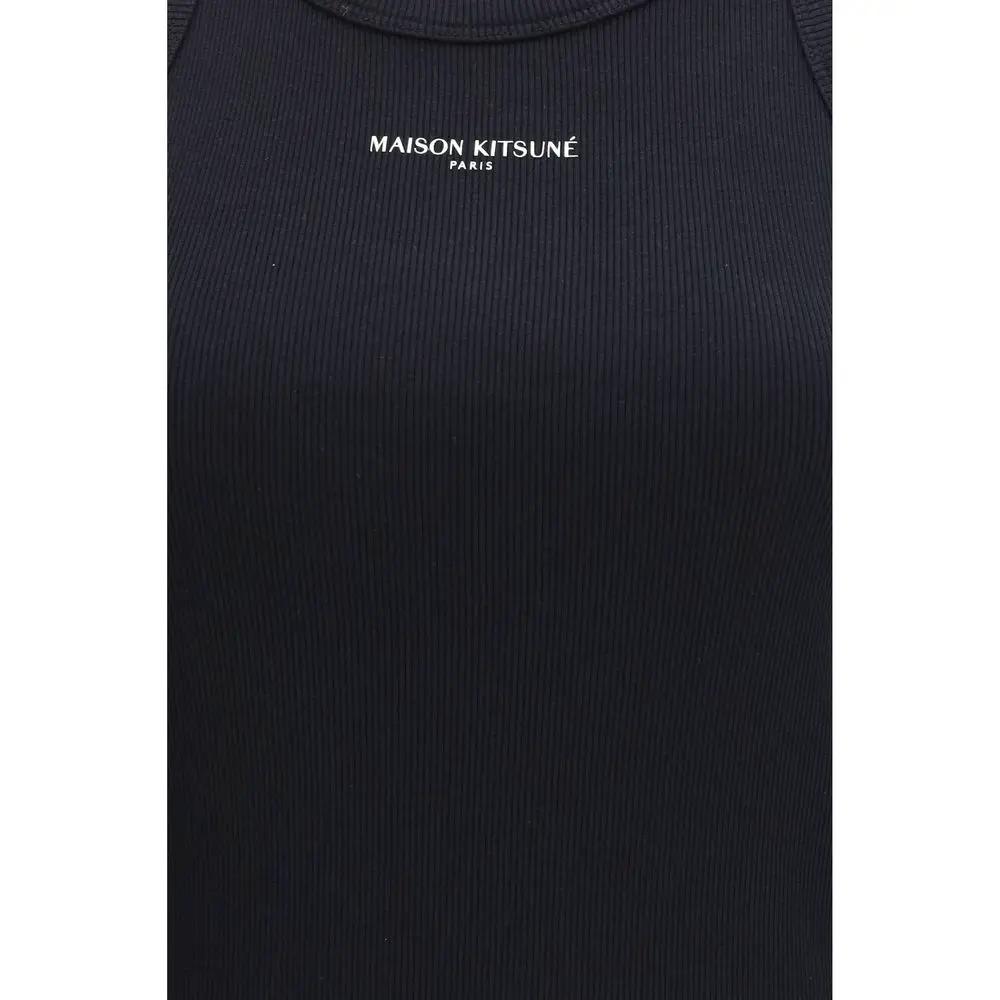 Maison Kitsuné Black Cotton Tank Tops