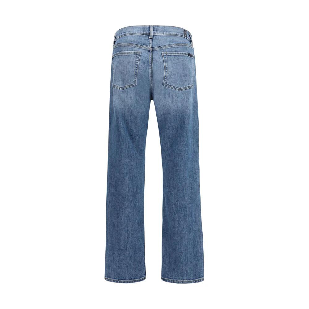 7FOR Blue Cotton Straight-Leg Jeans
