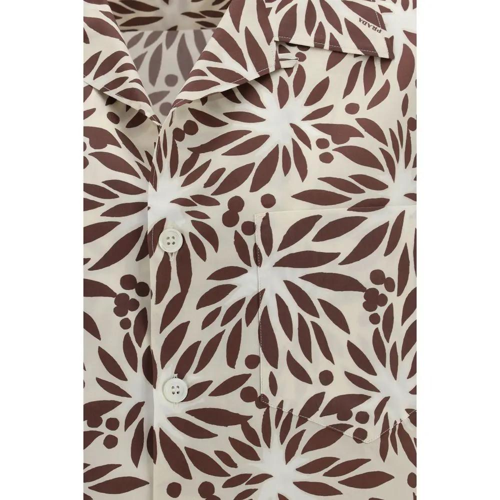 Prada Brown Cotton Pattern Shirt