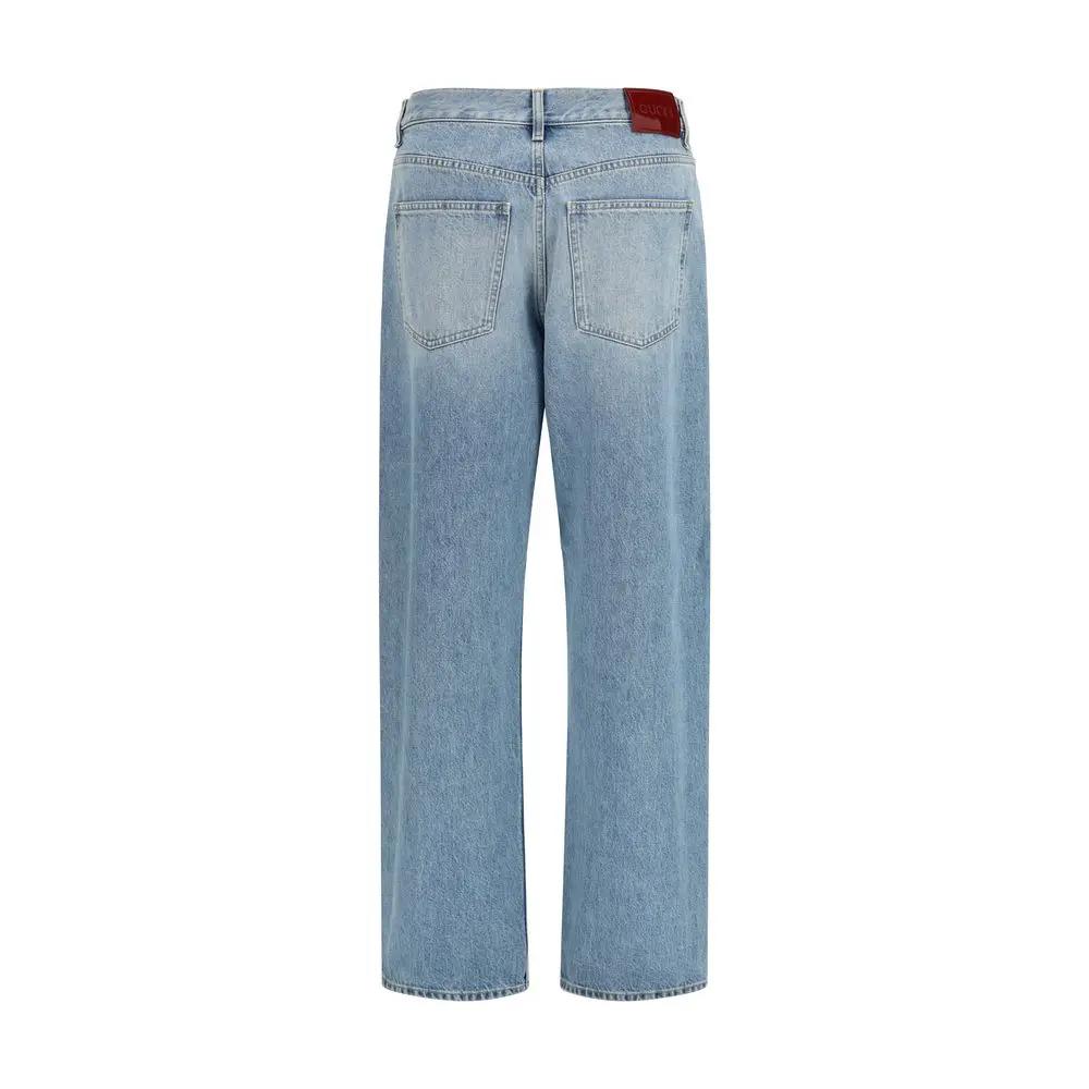 Jeans droits en coton bleu Gucci