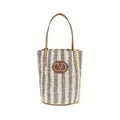 Sac seau Valentino Garavani en raphia bleu