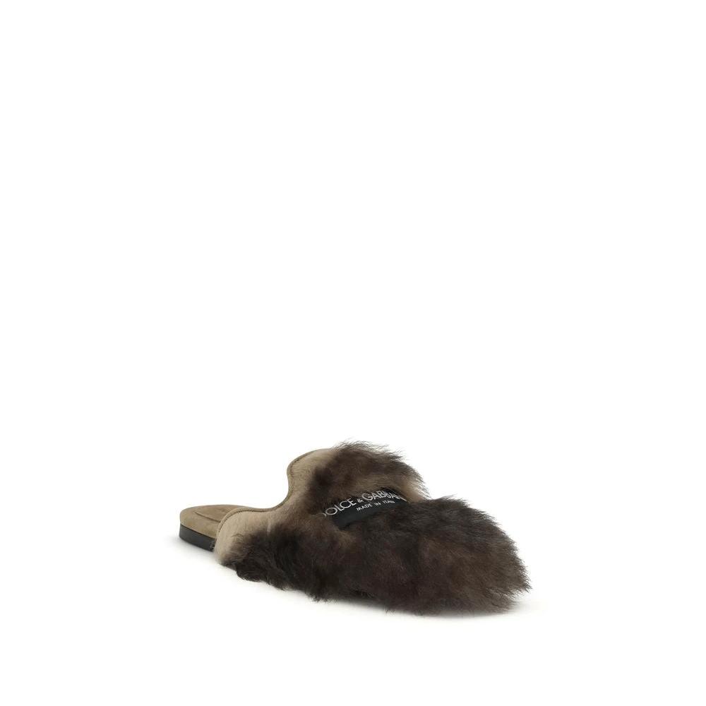 Dolce & Gabbana Gray Lamb Ovis Aries Aries Mules