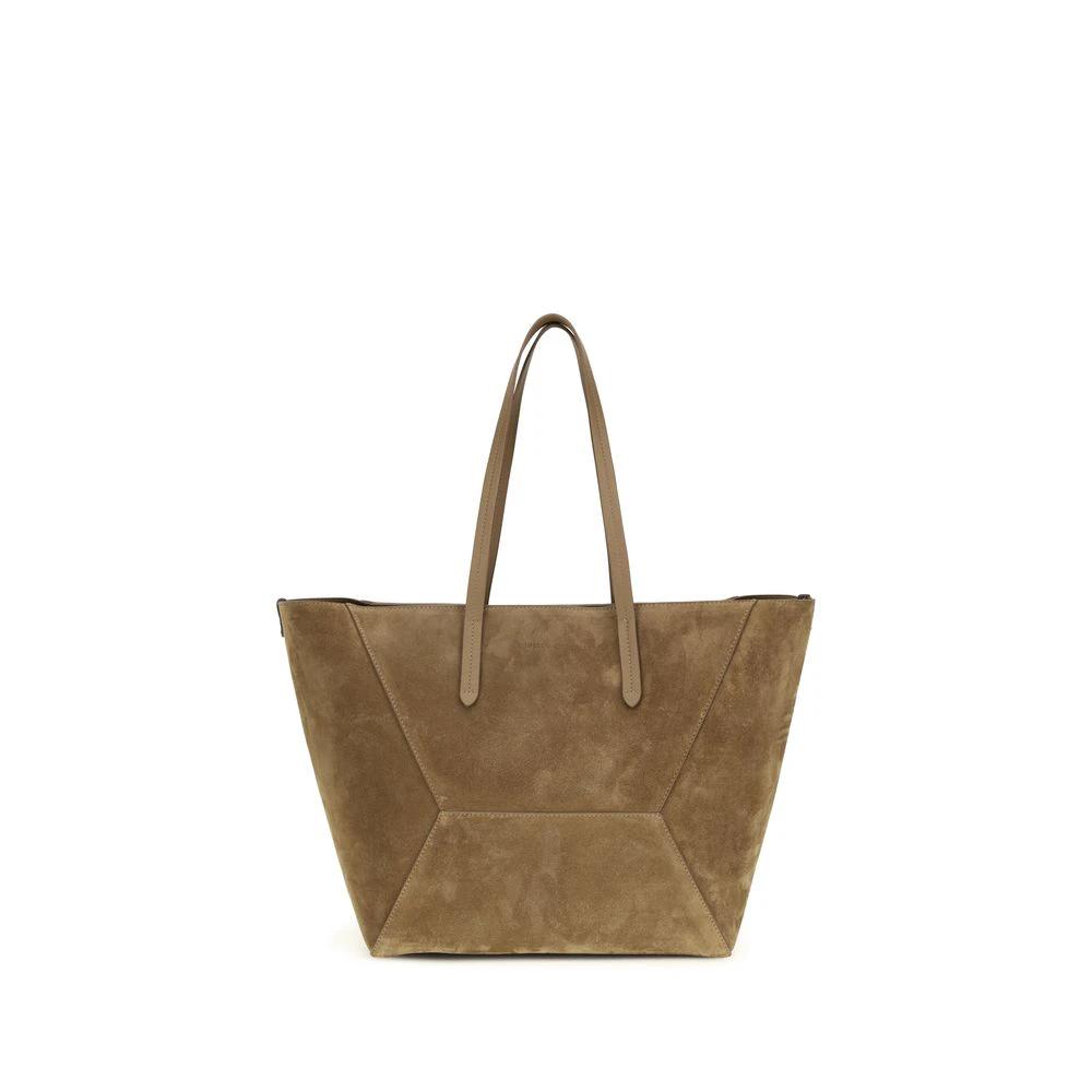 Sac bandoulière Bos Taurus en cuir de veau beige Brunello Cucinelli