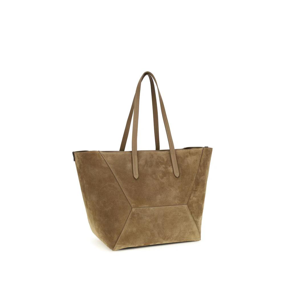 Sac bandoulière Bos Taurus en cuir de veau beige Brunello Cucinelli