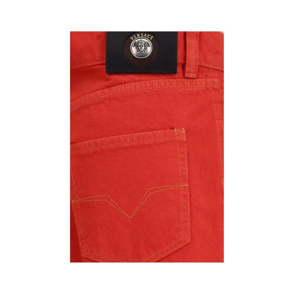 Versace Multicolor Cotton Straight-Leg Jeans