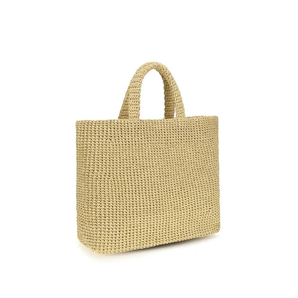 Sac bandoulière Prada en raphia beige