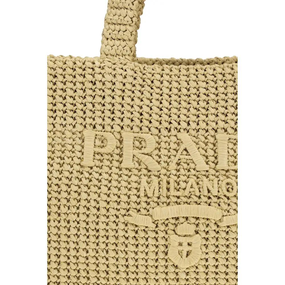 Sac bandoulière Prada en raphia beige