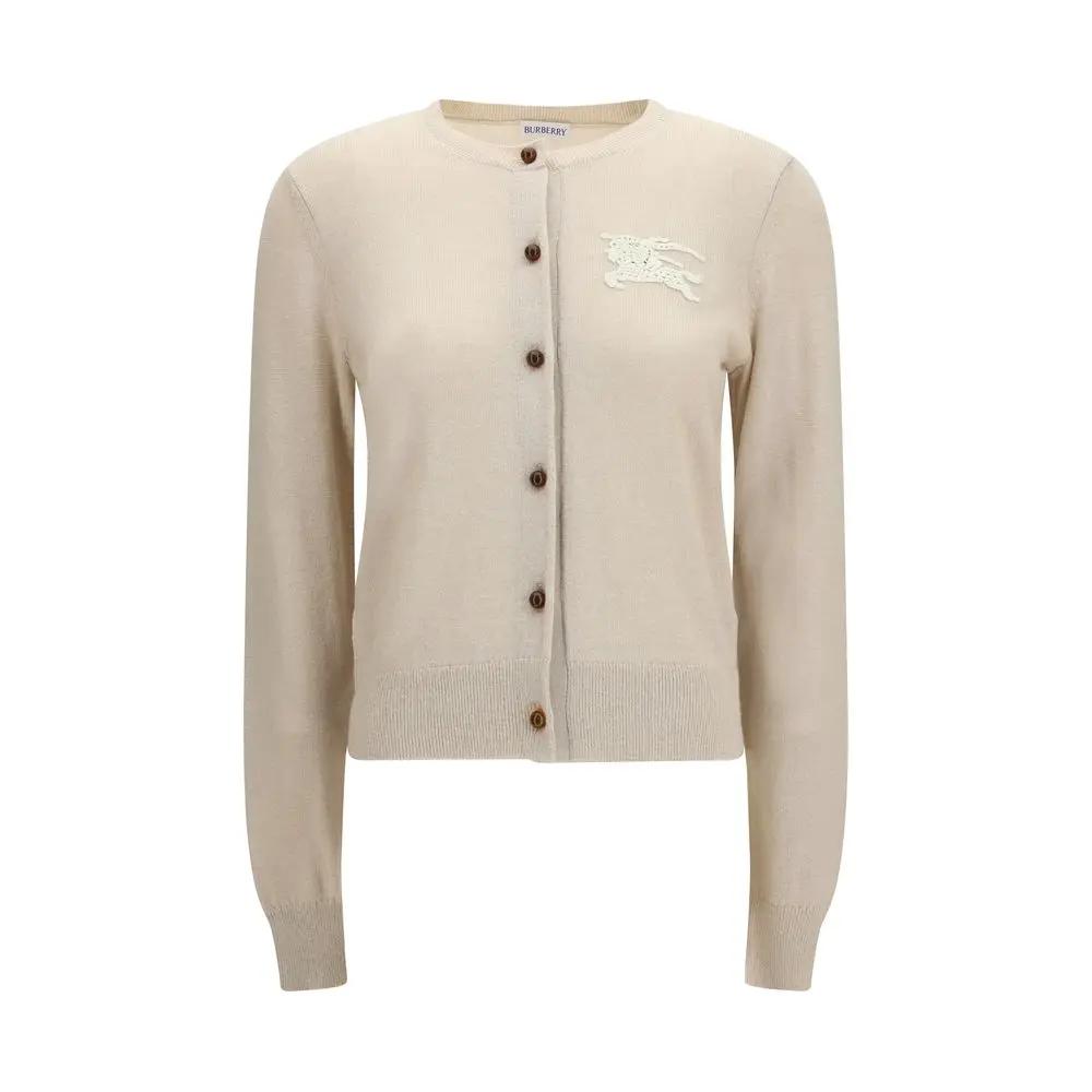 Cardigan beige pour femme – Tricot à boutons logo EKD Burberry PE26