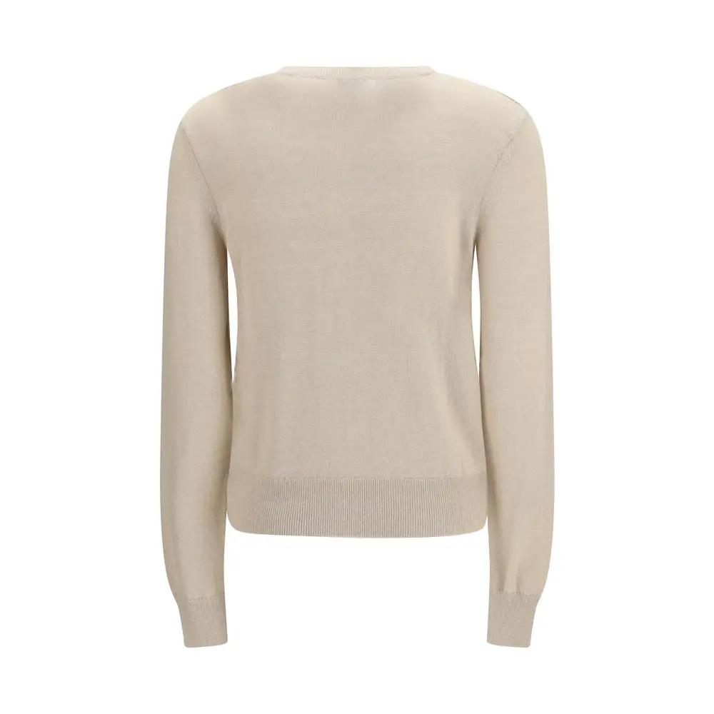 Cardigan beige pour femme – Tricot à boutons logo EKD Burberry PE26