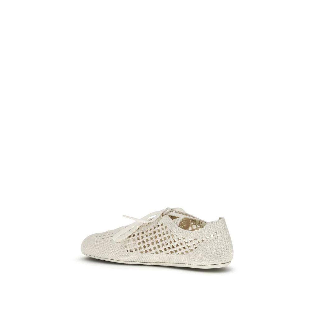 Baskets basses en tissu beige Prada