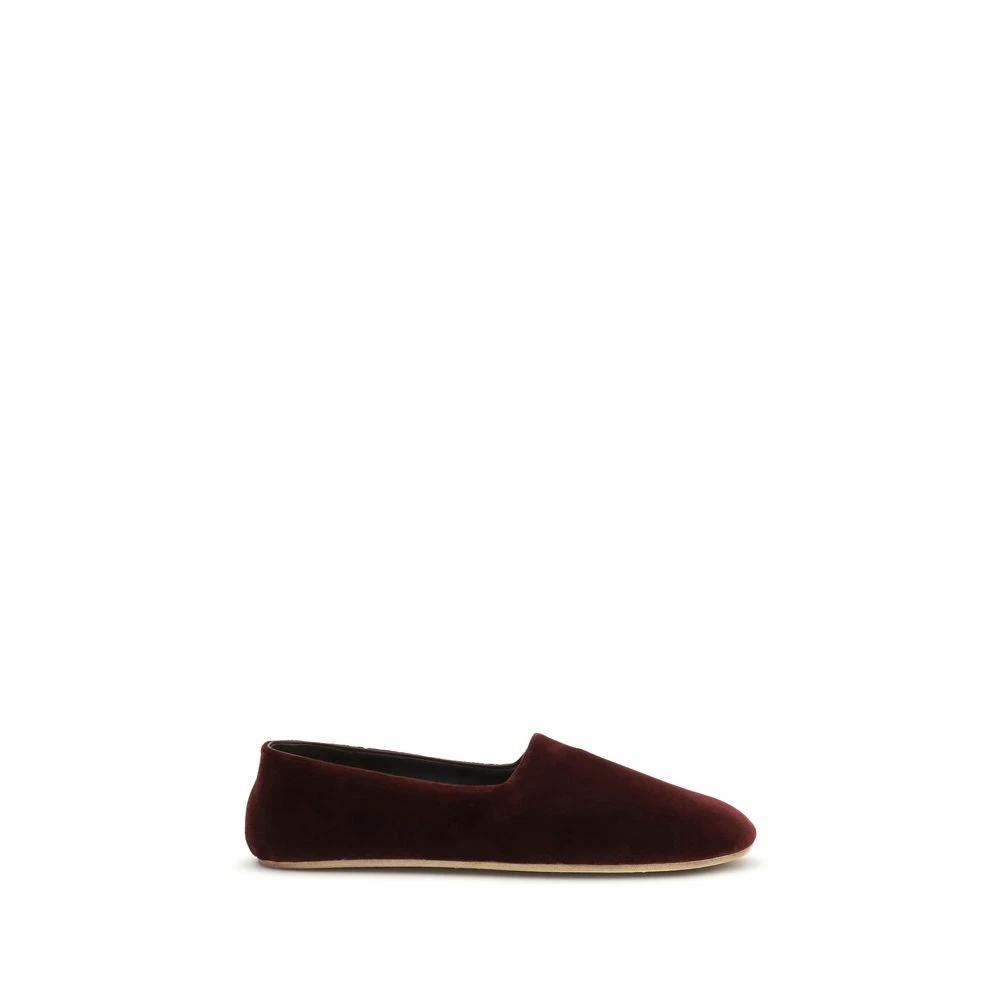 The Row Bordeaux Cotton Slip-On Loafers