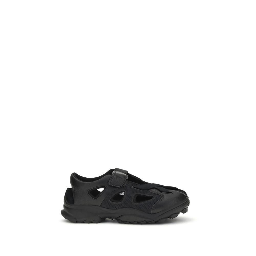 Sandales plates Y-3 en cuir de veau noir Bos Taurus
