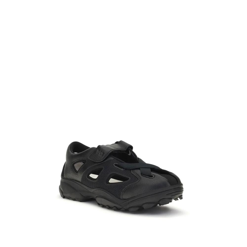 Sandales plates Y-3 en cuir de veau noir Bos Taurus