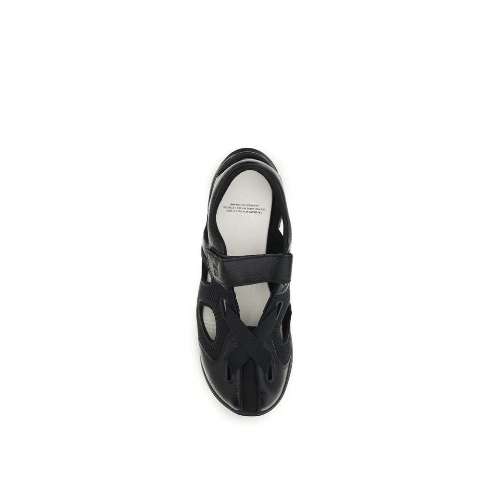 Sandales plates Y-3 en cuir de veau noir Bos Taurus