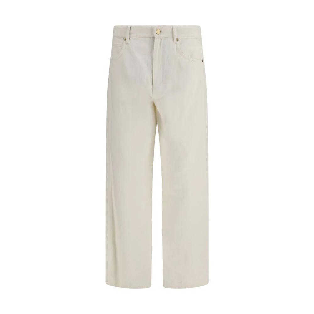 Pantalon décontracté en coton beige 'S Max Mara
