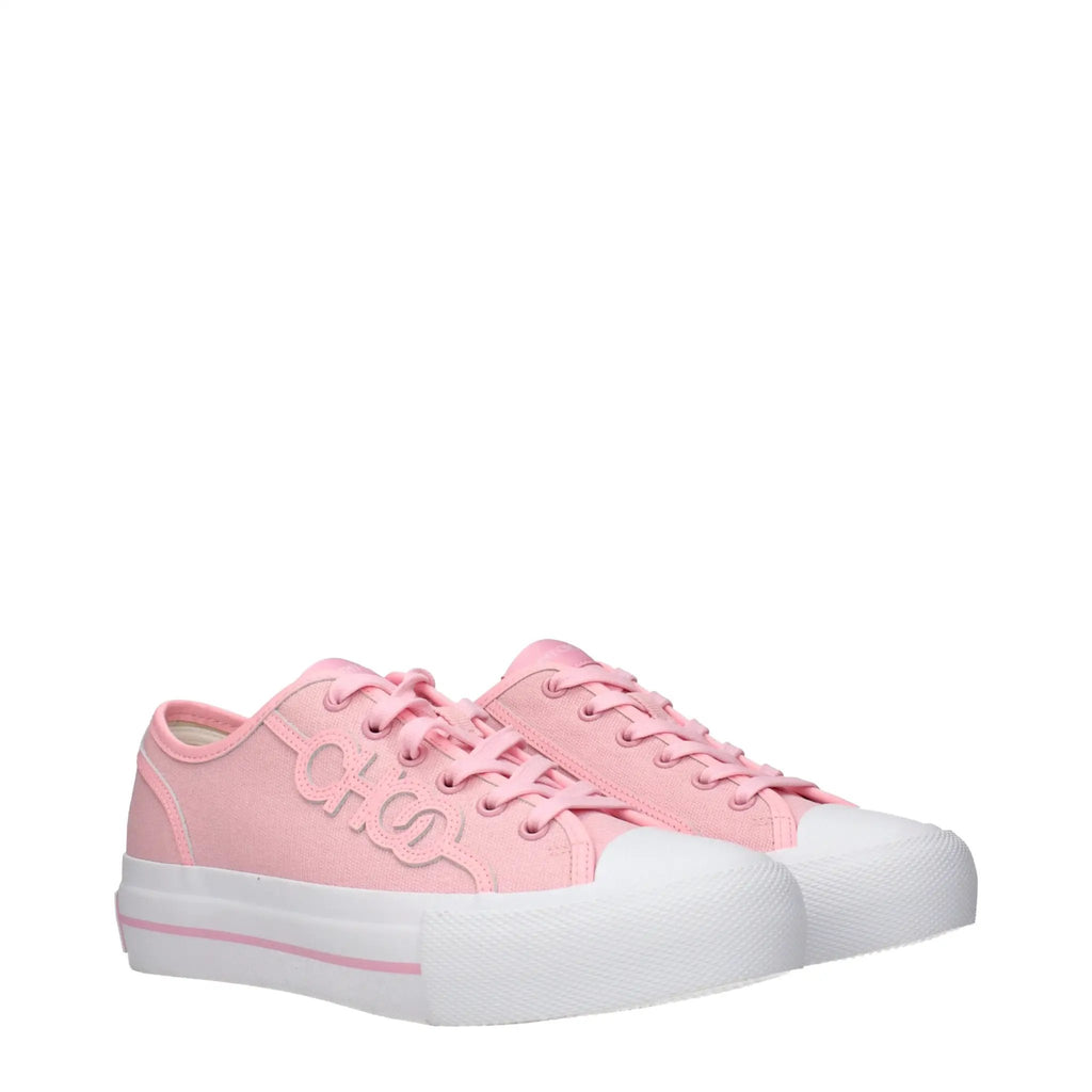 Women’s Pink Low Top Sneakers – Jimmy Choo Fenix Logo Casual Sneakers