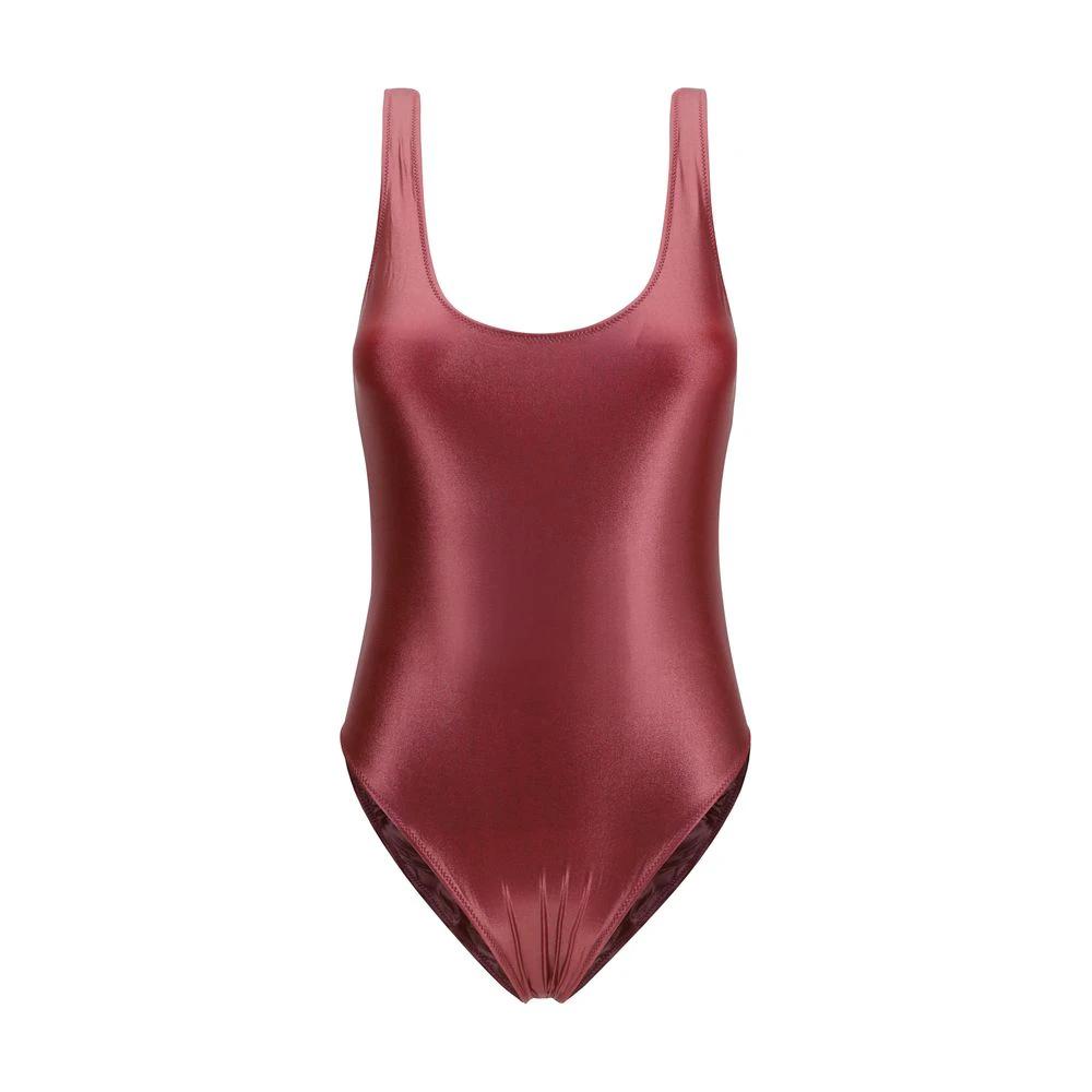 Women’s Bordeaux Metallic One-Piece Swimsuit – Kristina Ti Elegant High-Cut Swimwear SS26
