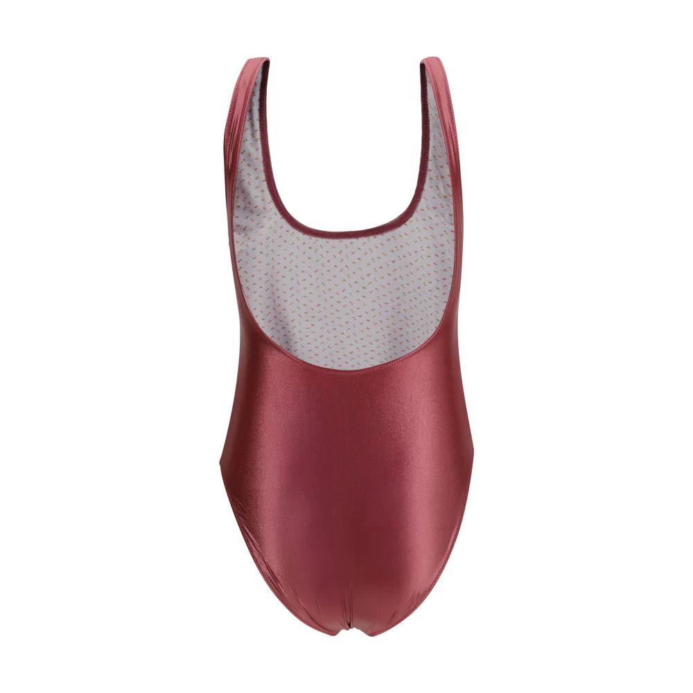 Women’s Bordeaux Metallic One-Piece Swimsuit – Kristina Ti Elegant High-Cut Swimwear SS26