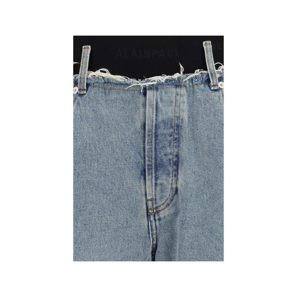 ALAINPAUL Jean taille haute en coton bleu