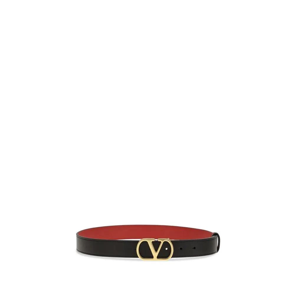 Valentino Garavani Black Calf Leather Bos Taurus Regular Belt