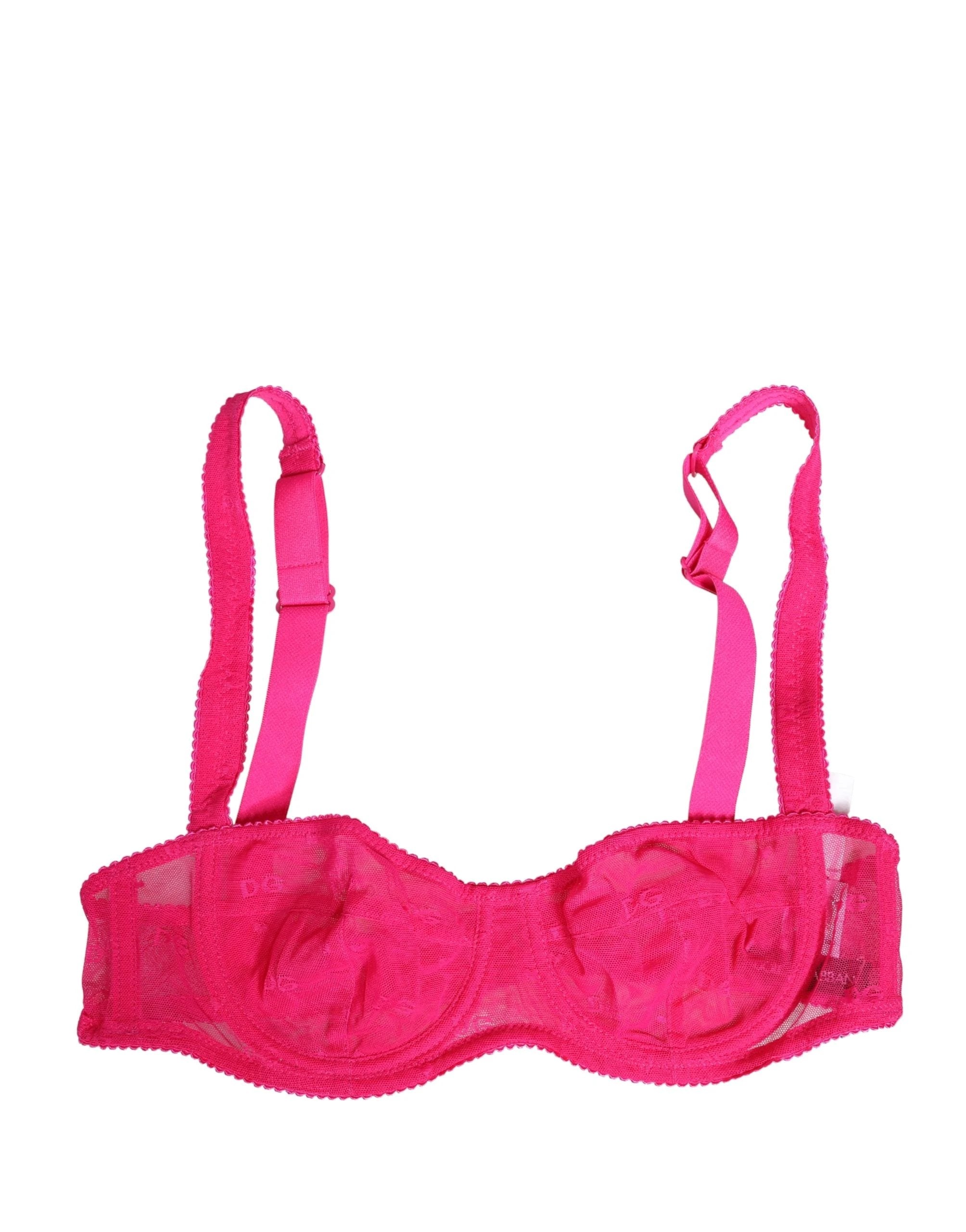 Dolce & Gabbana Pink Lace Mesh Underwire Balconnet Bra Underwear