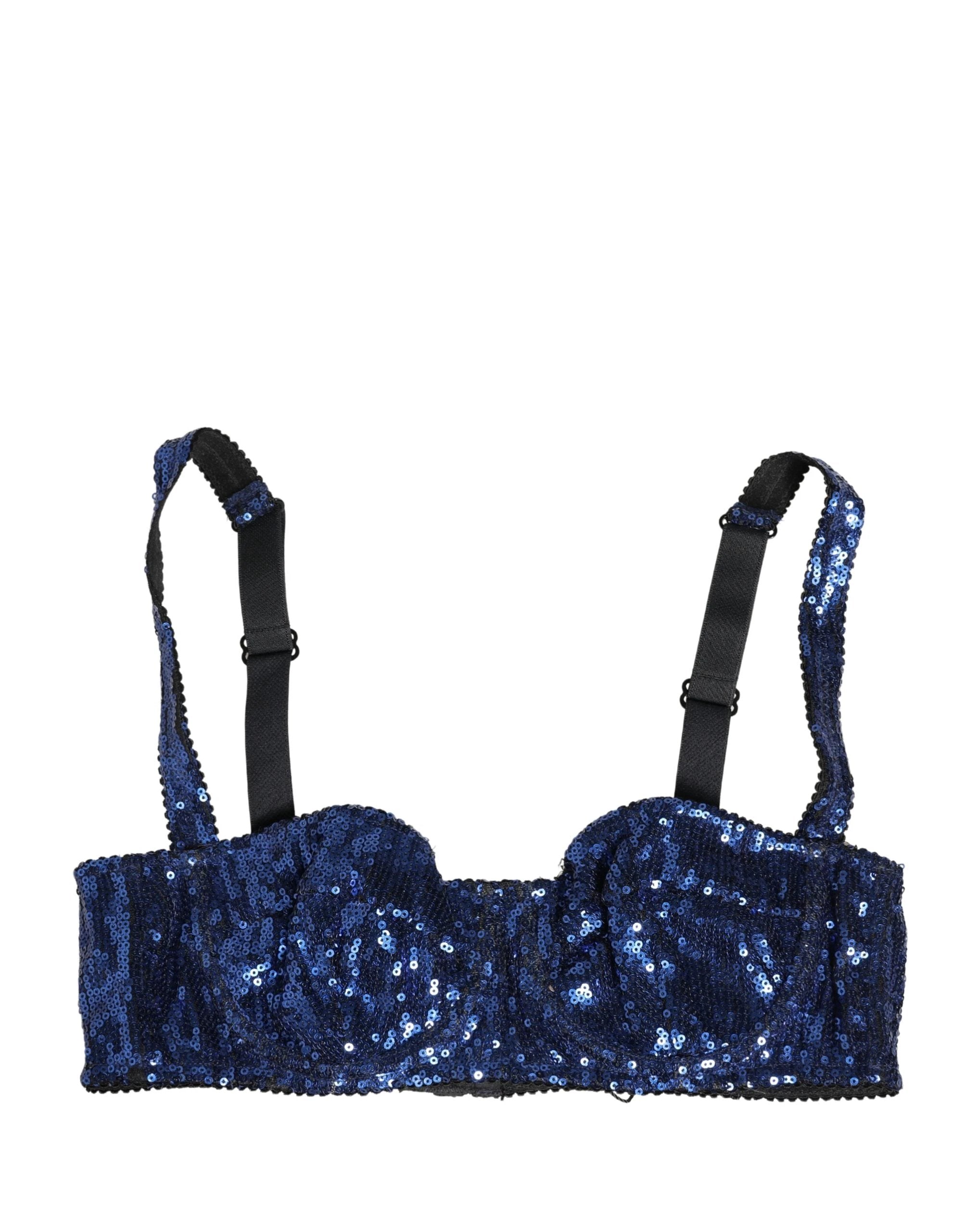Soutien-gorge balconnet en nylon à sequins bleus Dolce & Gabbana