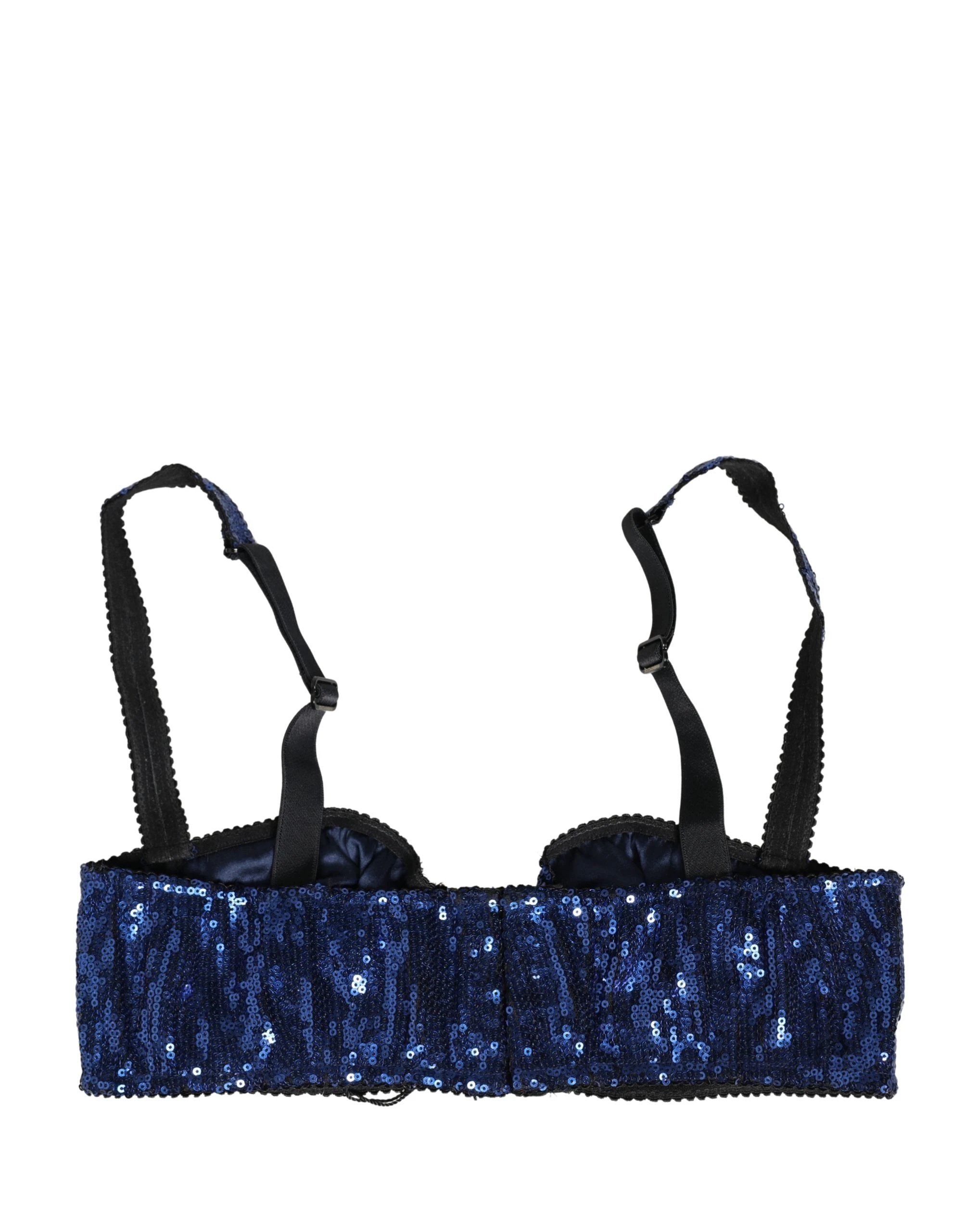 Soutien-gorge balconnet en nylon à sequins bleus Dolce & Gabbana