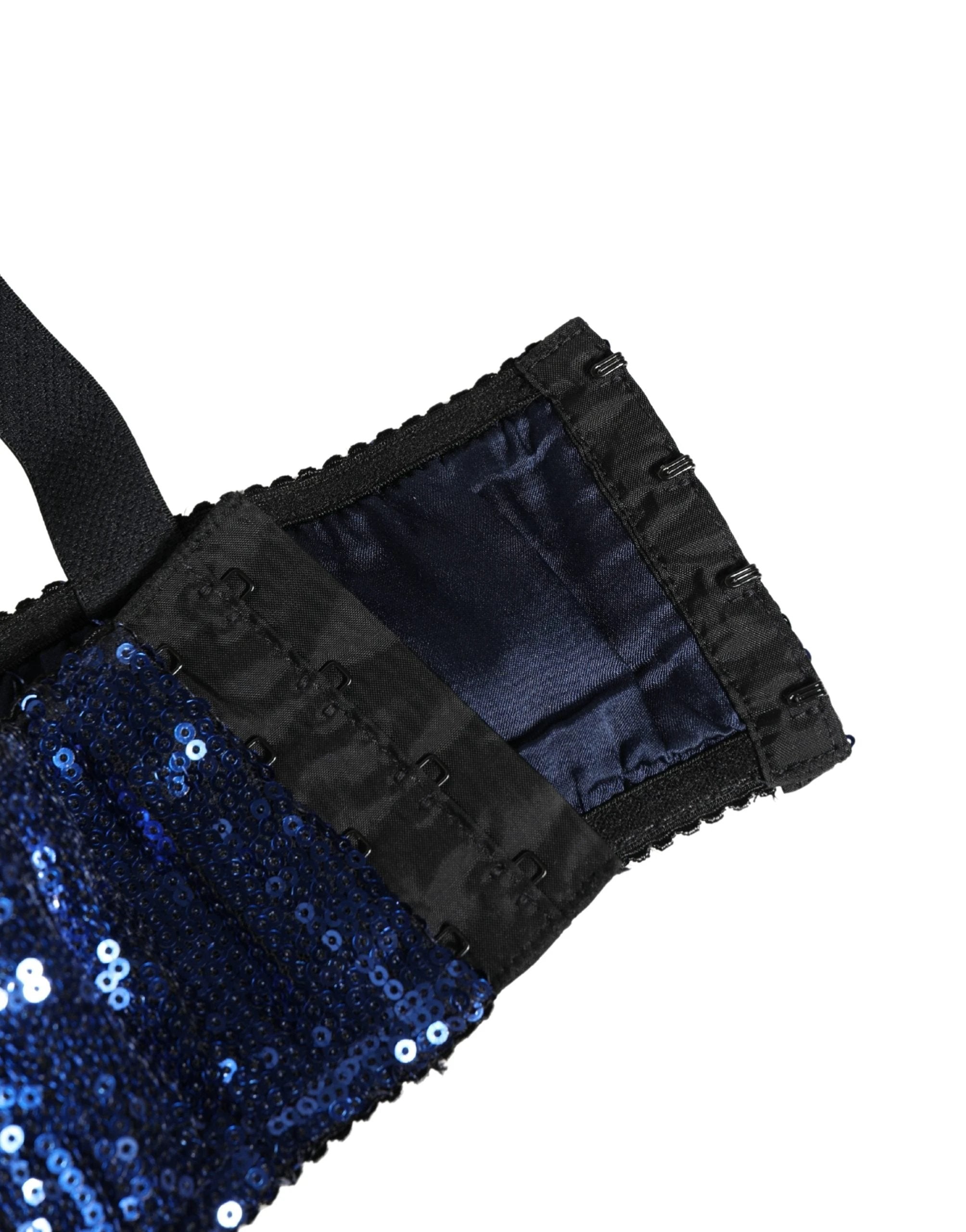 Soutien-gorge balconnet en nylon à sequins bleus Dolce & Gabbana