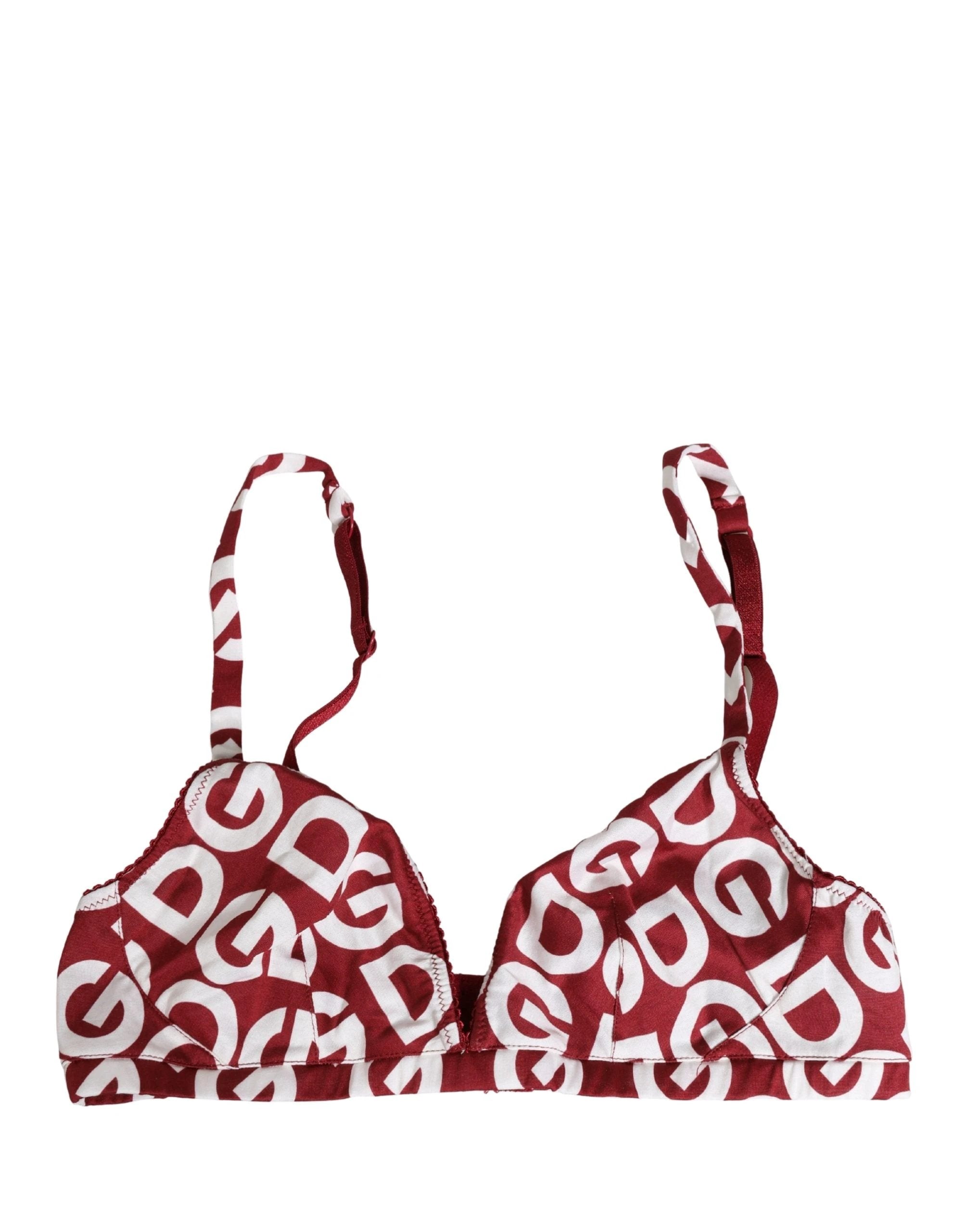 Dolce & Gabbana Red Logo Monogram Cotton Soft Cup Bra Underwear