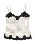 Dolce & Gabbana White Polka Dot Lace-Trimmed Camisole Top Underwear