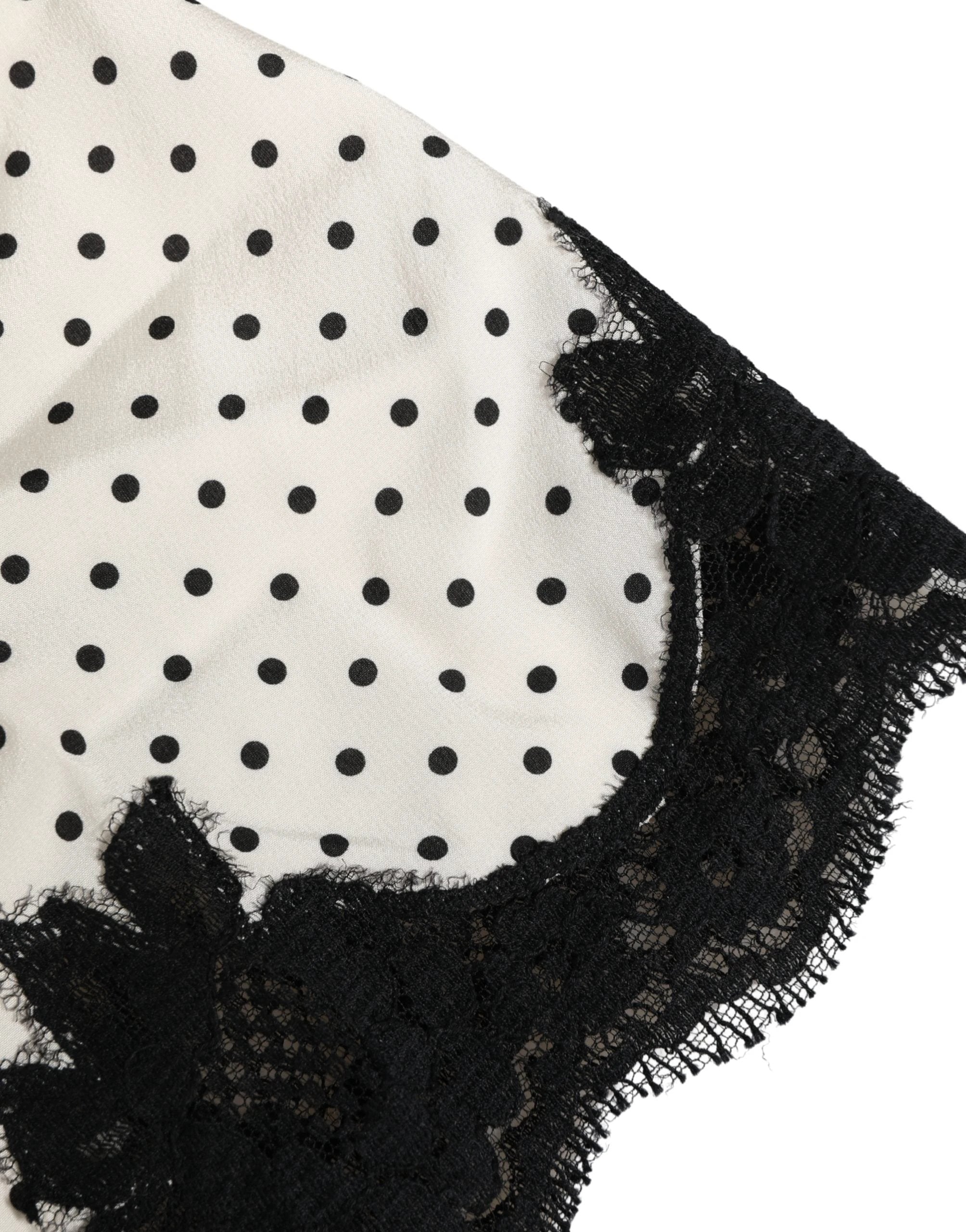 Sous-vêtement caraco Dolce & Gabbana blanc à pois et bordure en dentelle