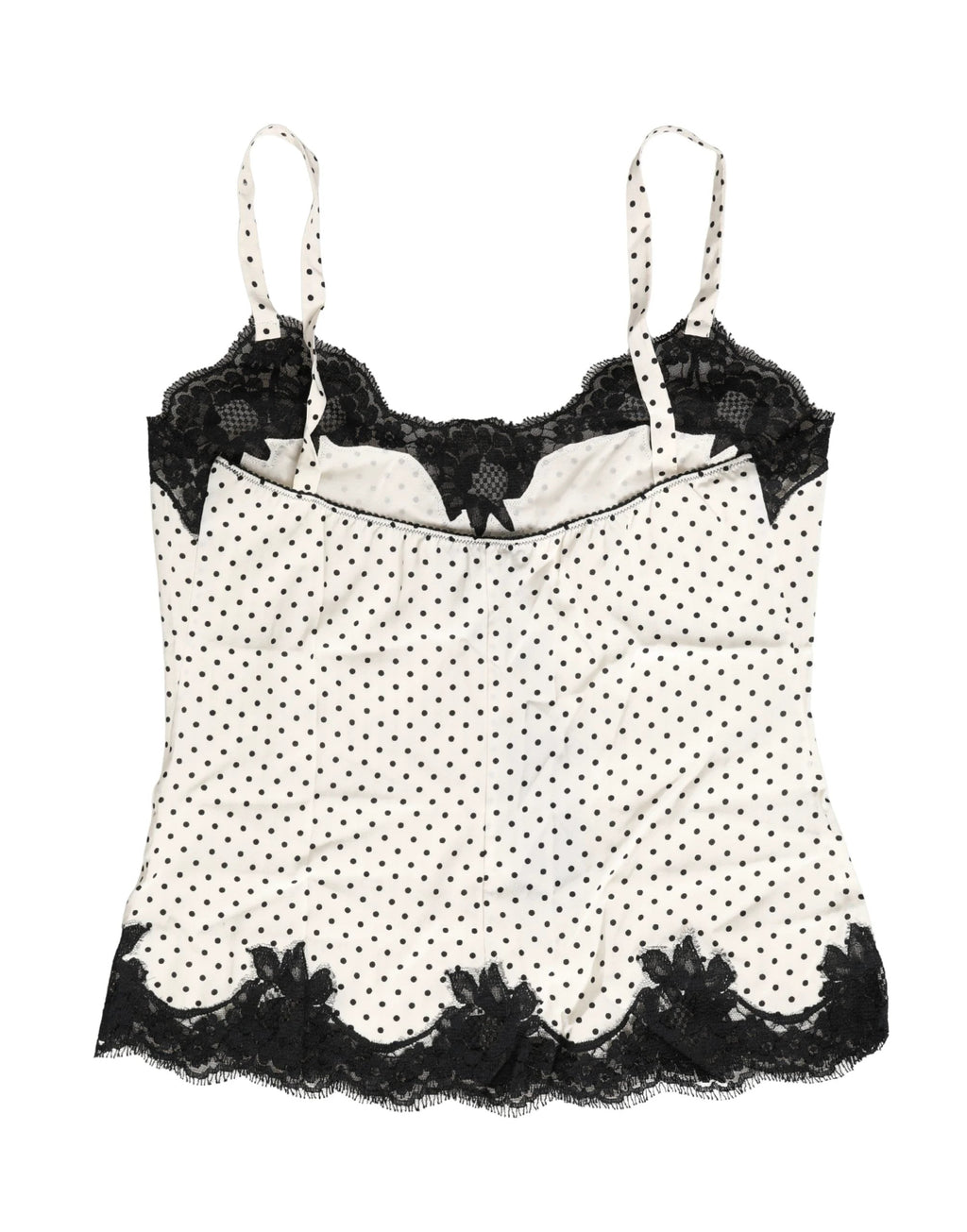 Sous-vêtement caraco Dolce & Gabbana blanc à pois et bordure en dentelle