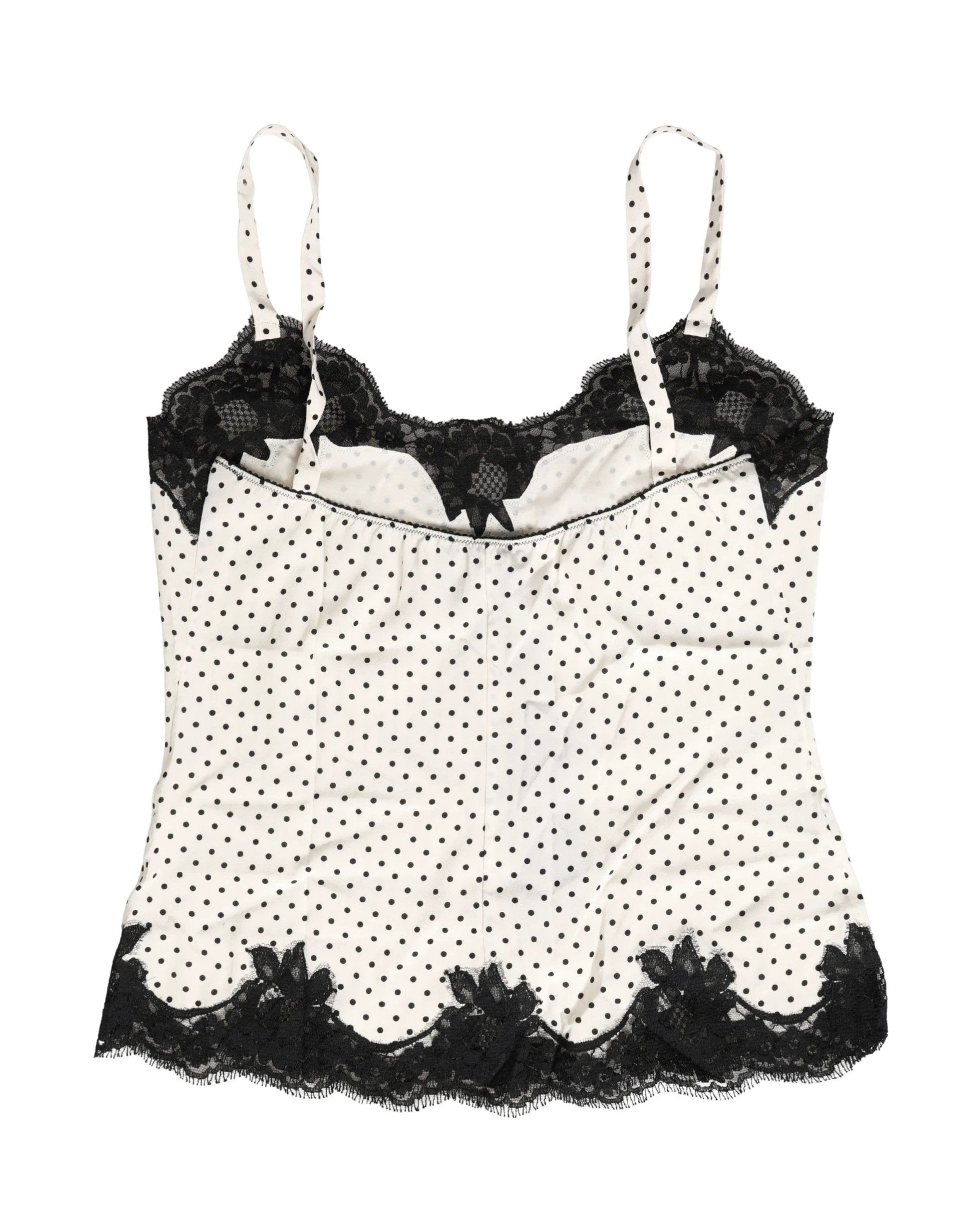 Sous-vêtement caraco Dolce & Gabbana blanc à pois et bordure en dentelle