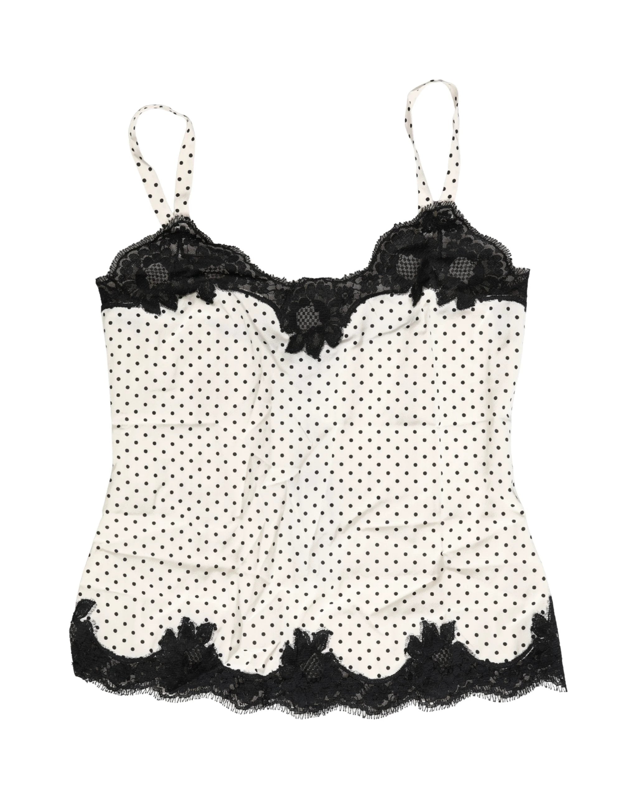 Sous-vêtement caraco Dolce & Gabbana blanc à pois et bordure en dentelle