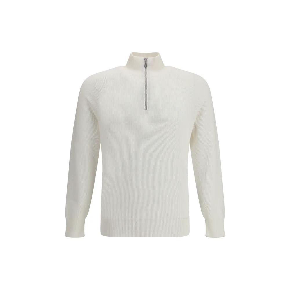 Sweat-shirt en coton blanc Brunello Cucinelli