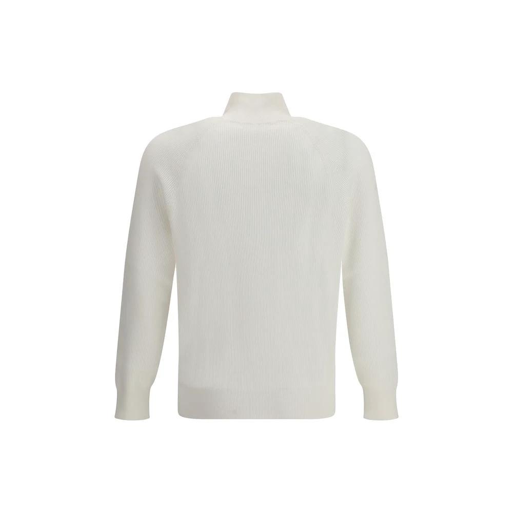 Sweat-shirt en coton blanc Brunello Cucinelli