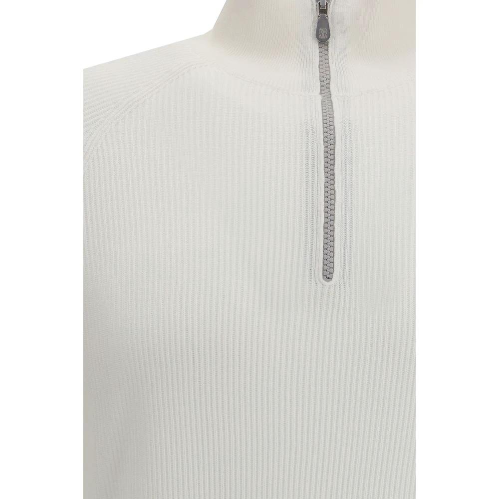 Sweat-shirt en coton blanc Brunello Cucinelli