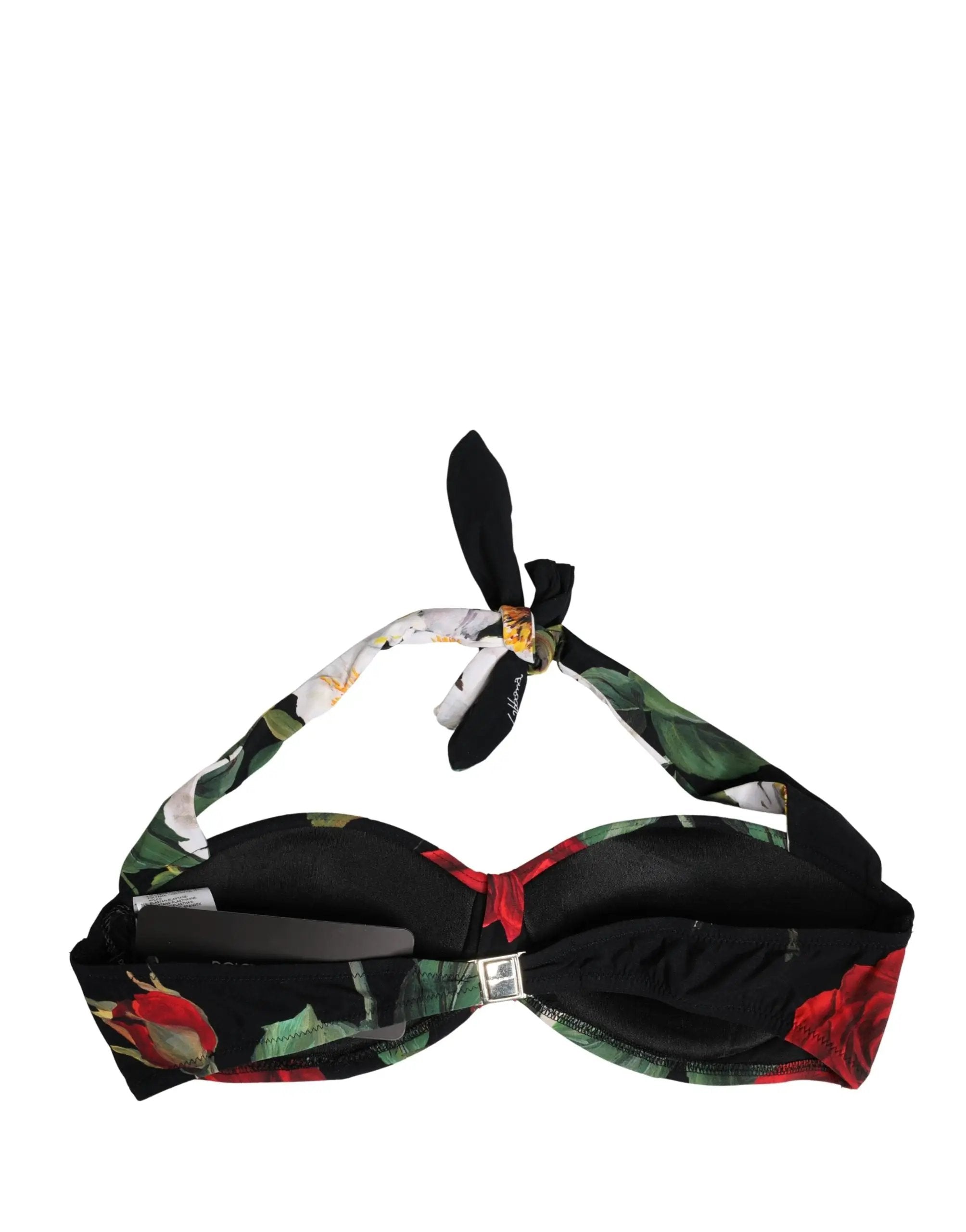 Haut de bikini rembourré à licou Dolce & Gabbana noir floral