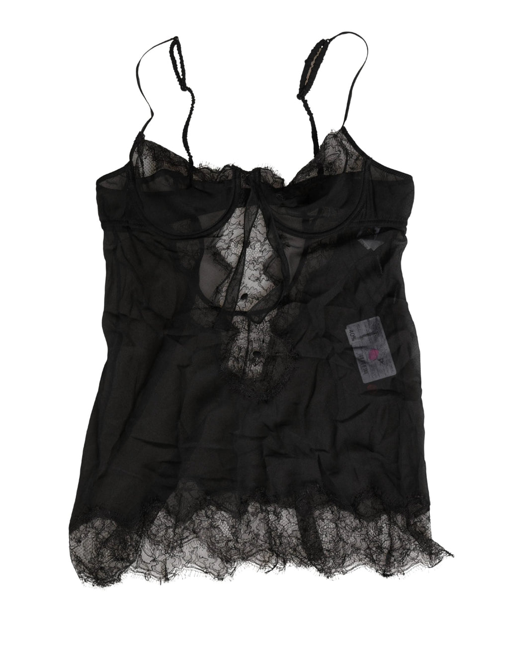 Dolce & Gabbana Chemise de lingerie en soie noire avec dentelle