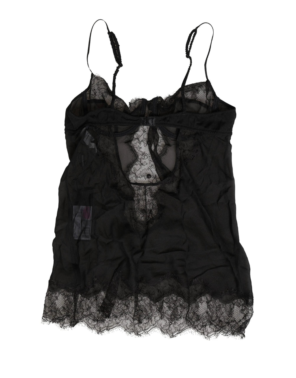 Dolce & Gabbana Chemise de lingerie en soie noire avec dentelle